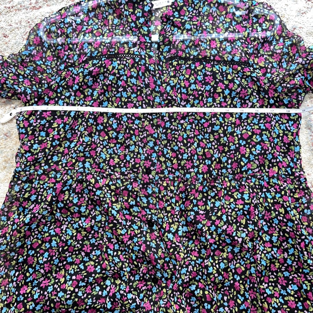 Zara Floral Mini Dress Long Sleeve Tiered Babydoll Multi Color Size M NWT - Picture 5 of 7